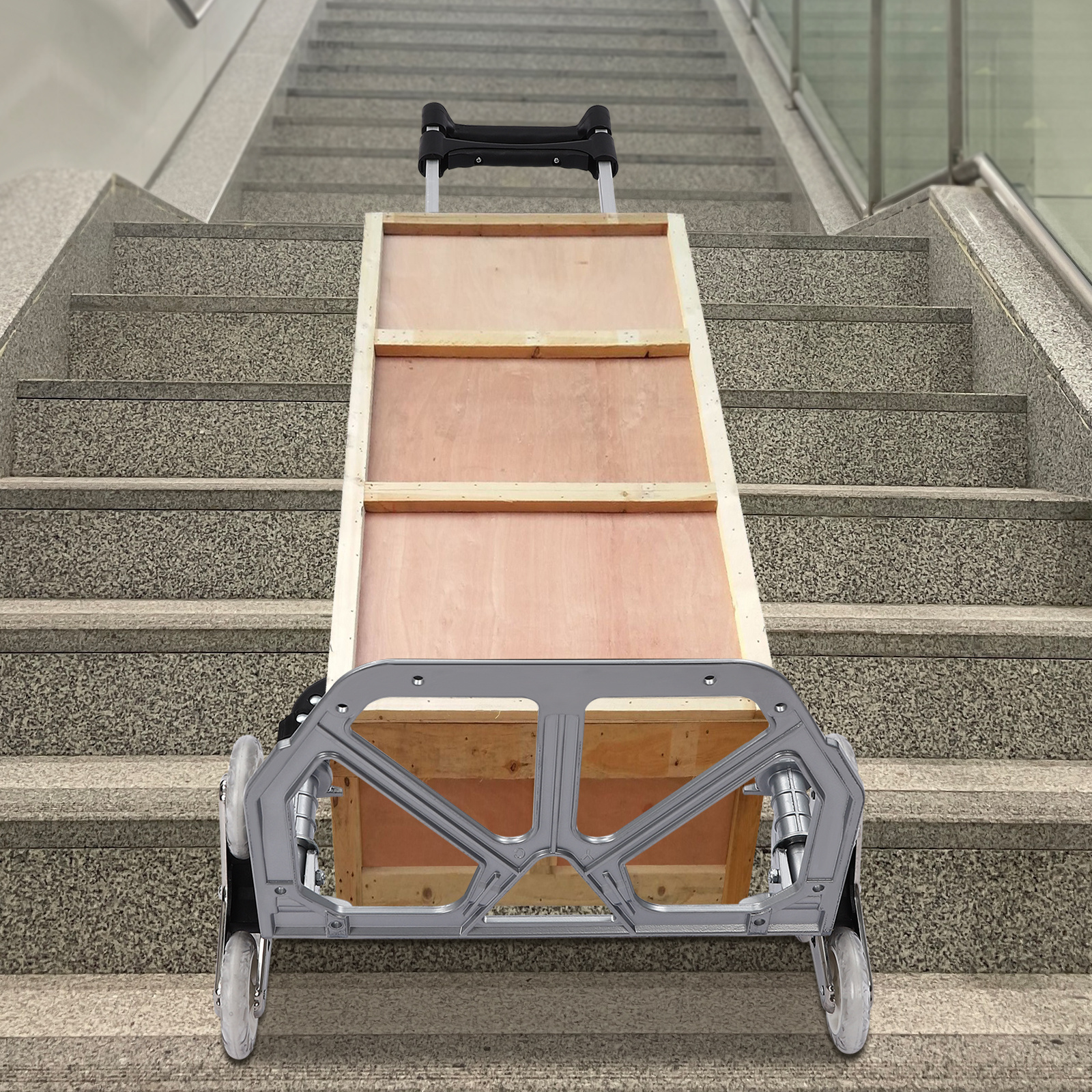 Image of A Hand Truck With 6 Wheels That Folds, Of Carrying Up To 165 And 154 When Navigating Stairs, Ideal For Transporting Small Furniture, Luggage, And Groceries In Places Like , , And