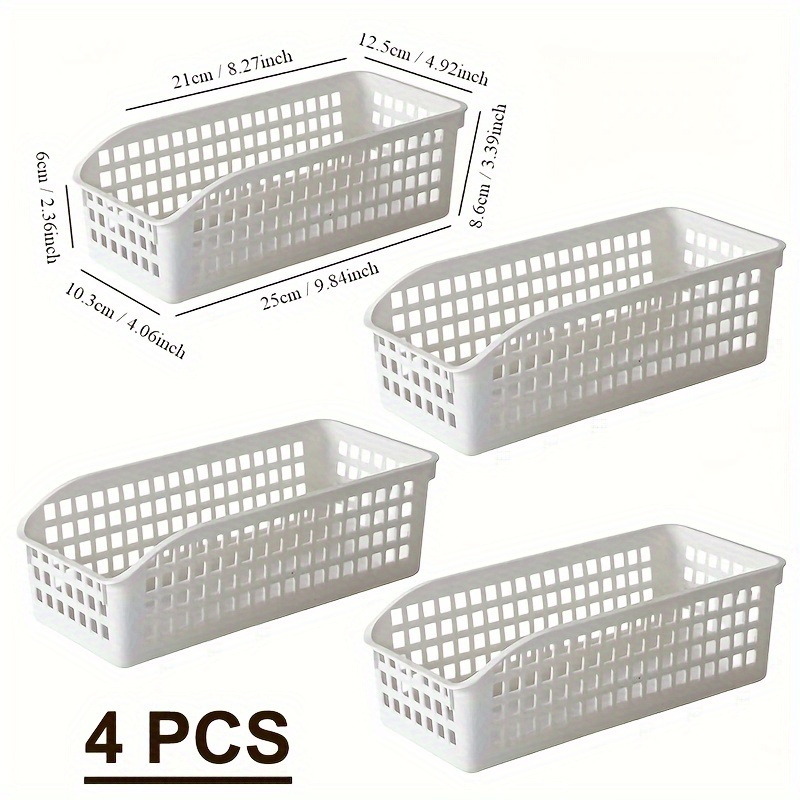 

4-pack Stackable Plastic Storage Baskets - Organizers For Office, Kitchen, Bathroom, And Living Room