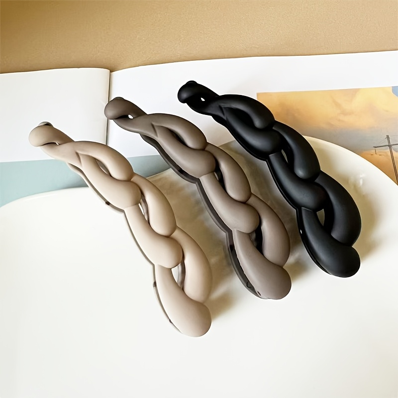 TEMU 3 pezzi di fermagli per capelli a forma di banana intrecciata opaca in serie color , adatti per viaggi, pendolarismo e feste di compleanno