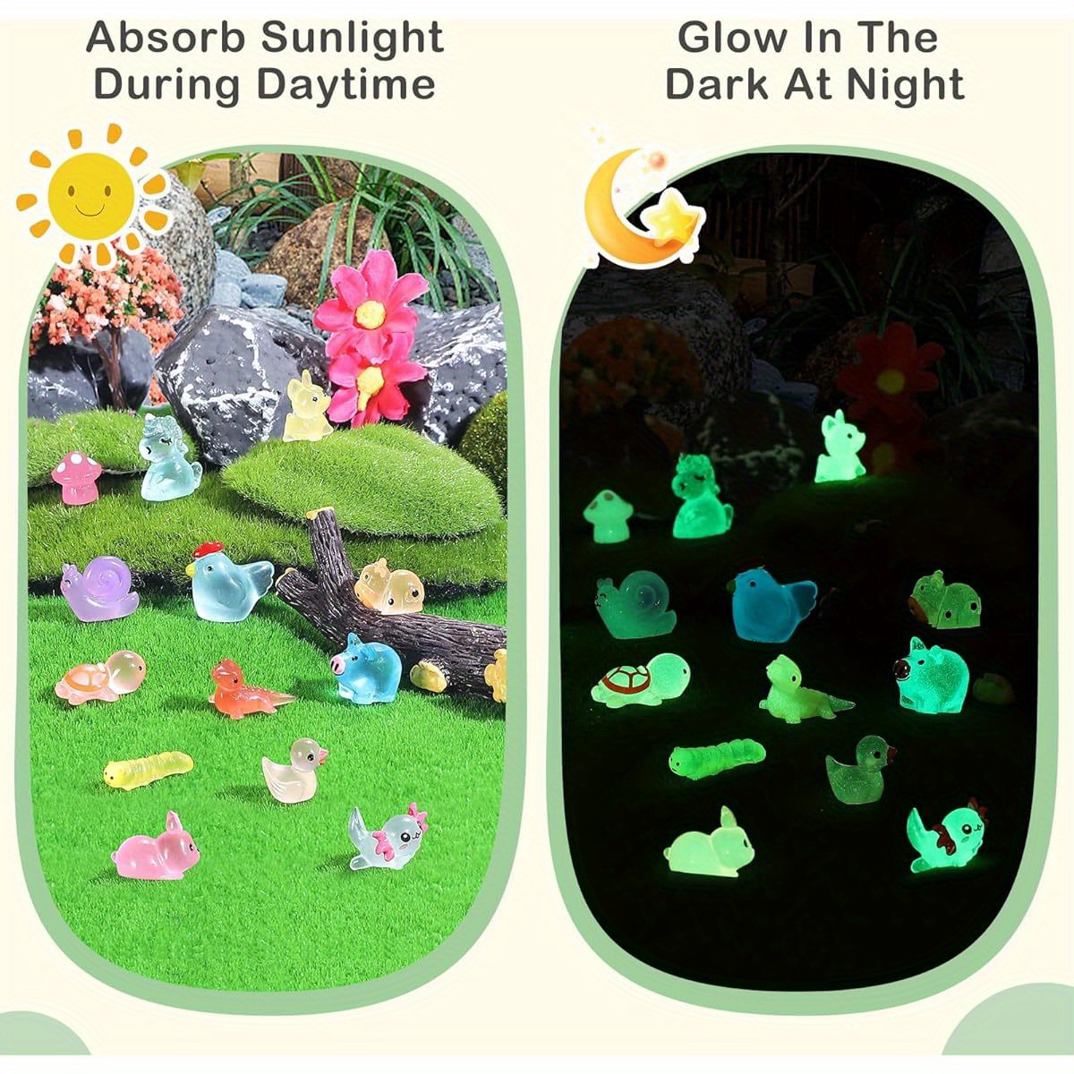 100pcs Mini Esin Animals, Tiny Animals To Hide Glow In The
