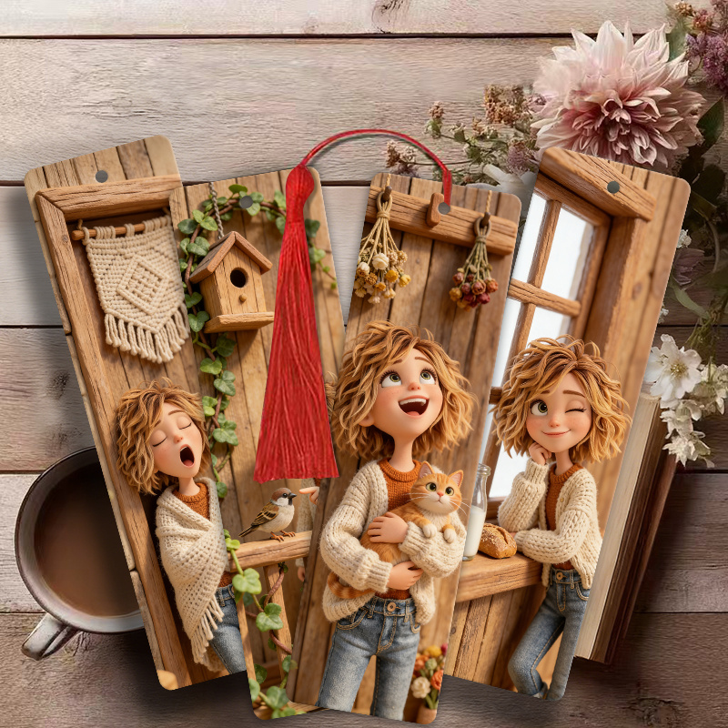 TEMU 4 Marcadores de Libros de Madera con Borla Decorativa y Diseño Estampado - Diseño Artístico Colorido, Marcadores Decorativos, Adecuados para