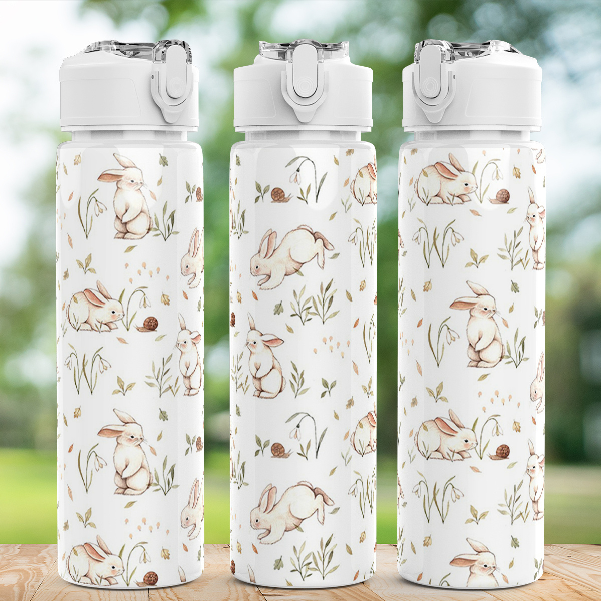 item picture 1pc rabbit plastic water bottle cute printed design plastic sports   top reusable 25oz 750ml lightweight leak proof f10travel drinks bottle drinking cup running ideal gift for birthday christmas halloween thanksgiving