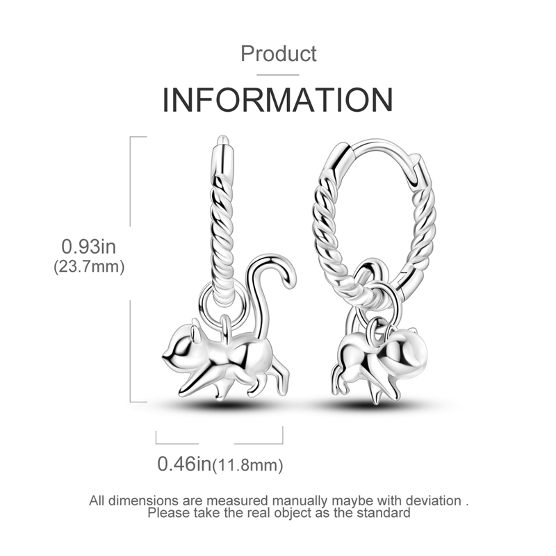 Cute Kitten Ear Cuffs, 925 Silver Hypoallergenic Earrings