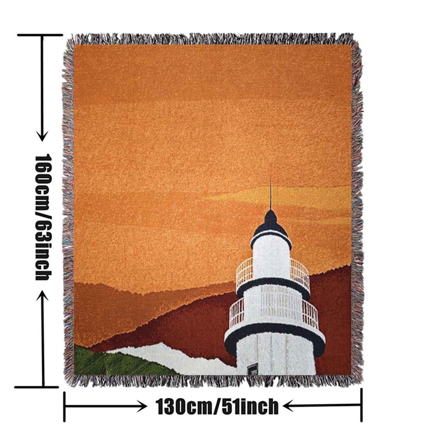 tapisserie murale en laine décoration intérieure motif phare blanc pour chambre à coucher dortoir salon - avec   et   non imprimées - design     boho h chaise canapé couverture de lit jeté serviette housse de protection voyage jardin extérieur camping  -  plage