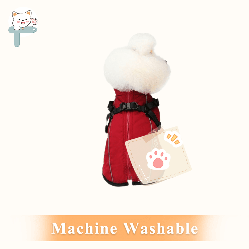 TEMU [k19] Ljc28-1 Pet Coat Thickened Vest Harness Clothing -one Thickened Warm Back Zipper Design For And Removal Harness Design Adjustable Chest