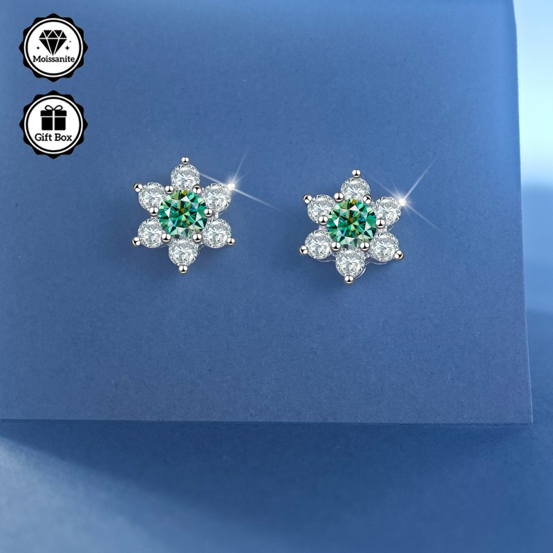 TEMU A Pair Of Stud Earrings Set With 1-carat Moissanite, Minimalist Men's Earrings, Colorful Trendy Earrings, Women's Jewelry, Suitable For Birthday