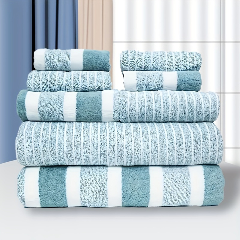 

2pcs Striped Towels Set, Household Towels, Bath Towels, -drying Towels, Bathroom Accessories, (bath Towel*1 + Washcloth*1)