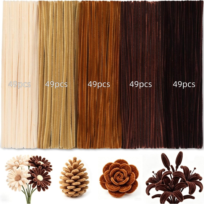 TEMU AHAMETON 245pcs Cure-pipes , 5 couleurs de fil à modeler, Kit de fabrication de fleurs de couleurs assorties, Fournitures d'artisanat flexibles