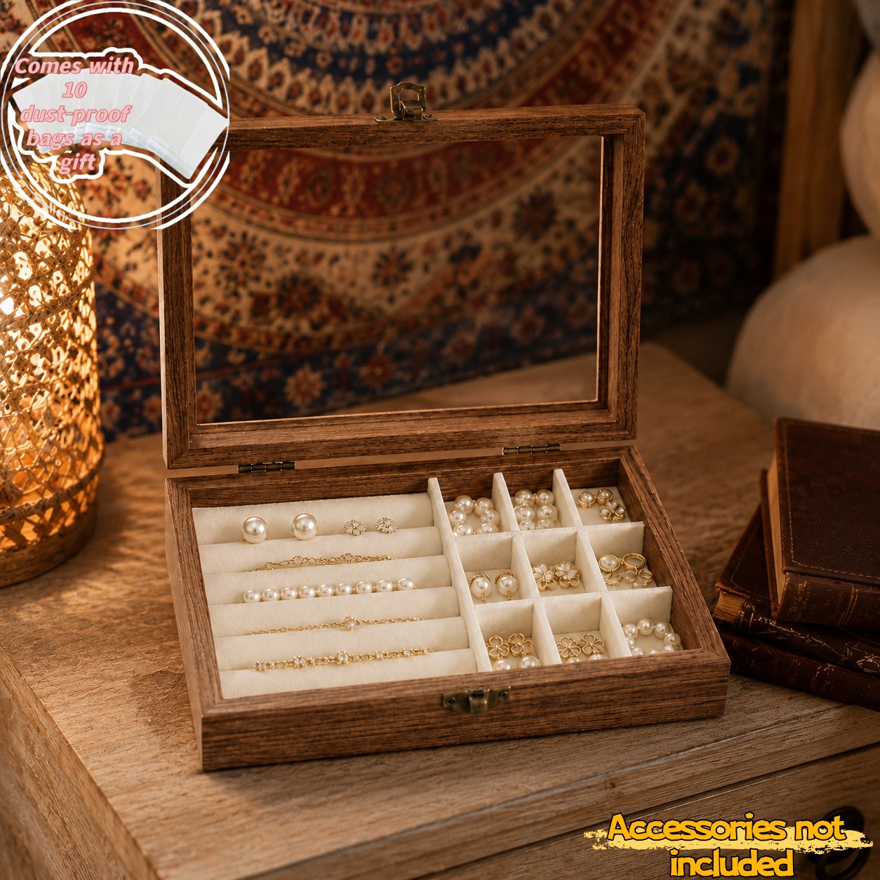 White Velvet-Lined Flip-Top Jewelry Storage Box
