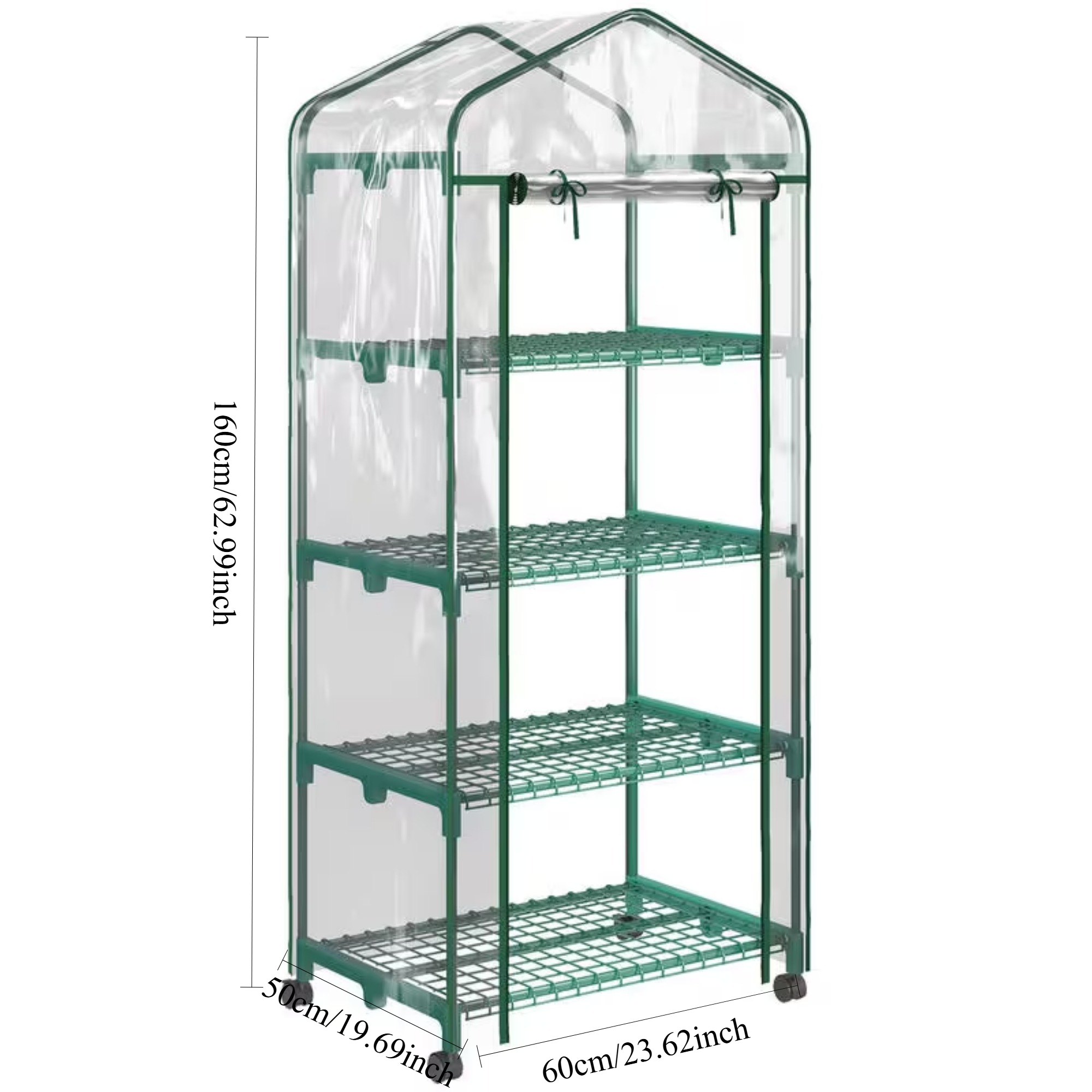 Image of Waterproof Transparent Pvc Cover For 4-tier Plant Stand - 50x60x160cm Aluminum Foil Greenhouse Shelter For Balcony And Patio (frame Not Included)