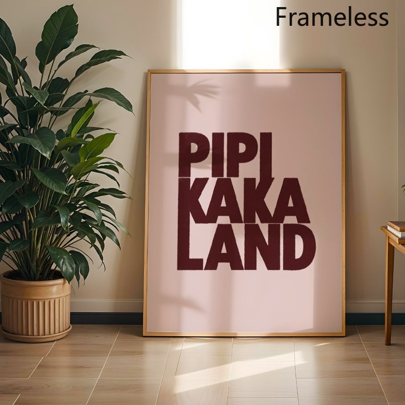 TEMU 2d Flat, 2d Flat, 1pc Minimalist Pee Poo Land Posters - Horizontal Abstract Canvas Prints, Modern Text Decor Suitable For Living Room, Bedroom,