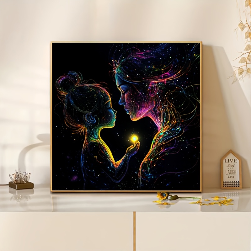 Image of Diamond Painting Kit | Mother-daughter Theme, Tool Set, Suitable For Adults, Holiday Gift, Round Diamonds, Handmade Mosaic Art