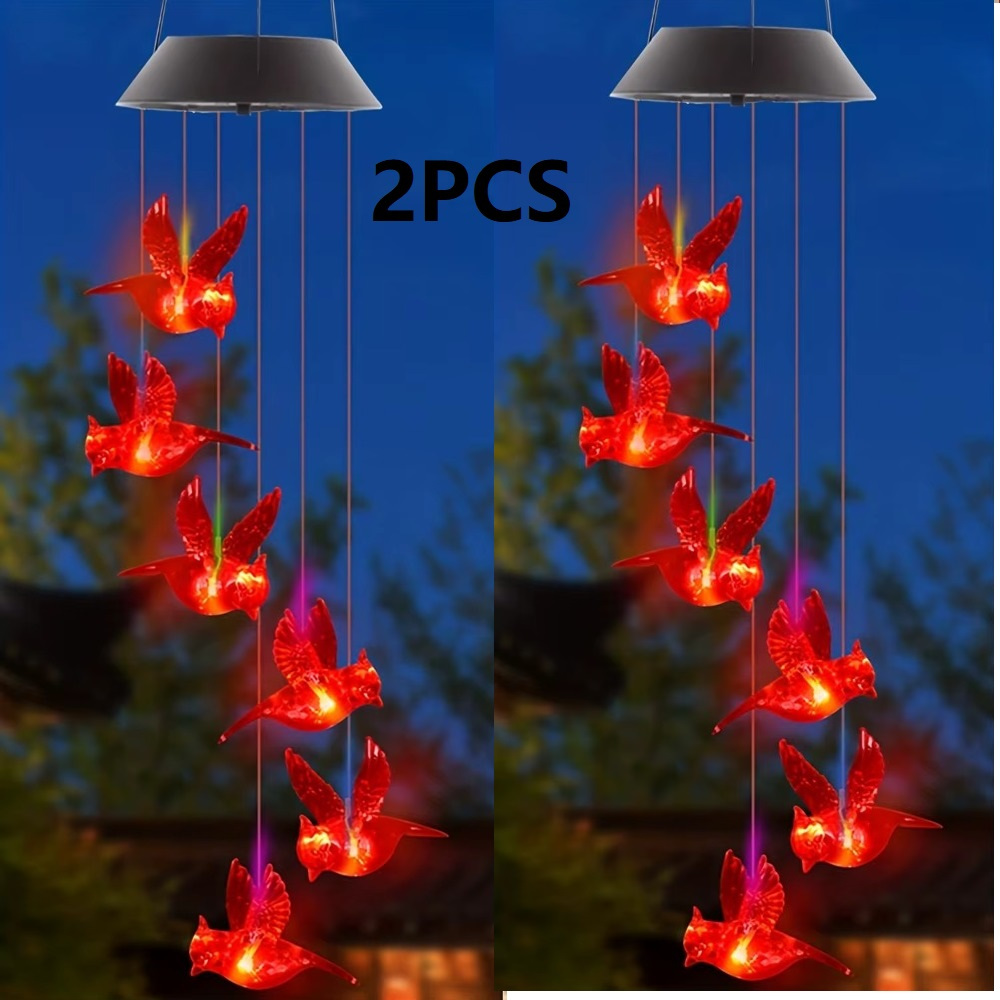 TEMU 2pcs Solar Wind Chime Lights Decorative Colorful Solar Wind Chimes Colorful Decorative Chandelier Ip44