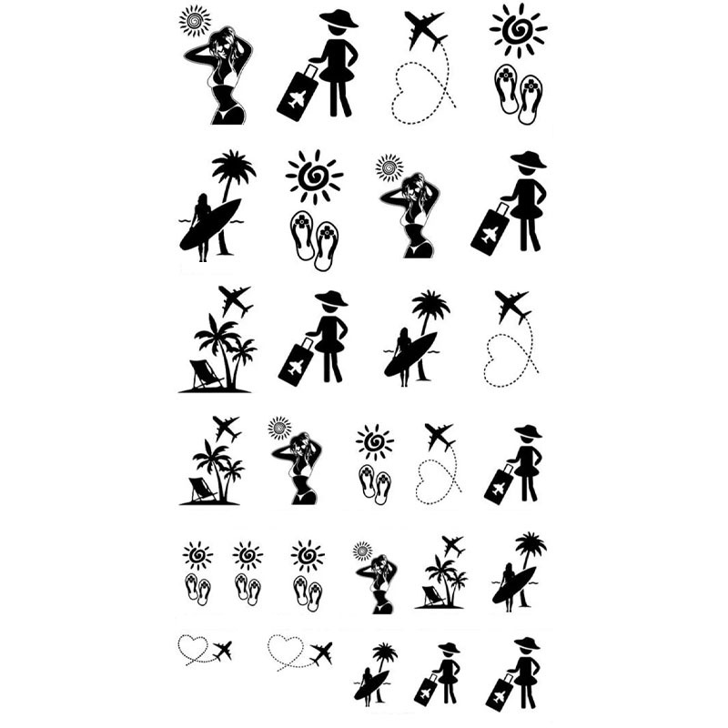 1pc Summer Beach Vacation Nail Stickers | Glossy Cartoon Theme, Single Use, Self-adhesive Paper Material