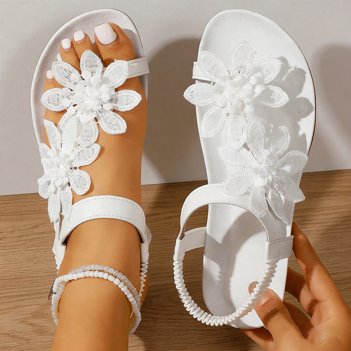 TEMU Women's Flat Sandals, European And American Minimalist Style, Fashionable And Convenient Summer Flat Sandals, Elegant And Stylish Outdoor Wear