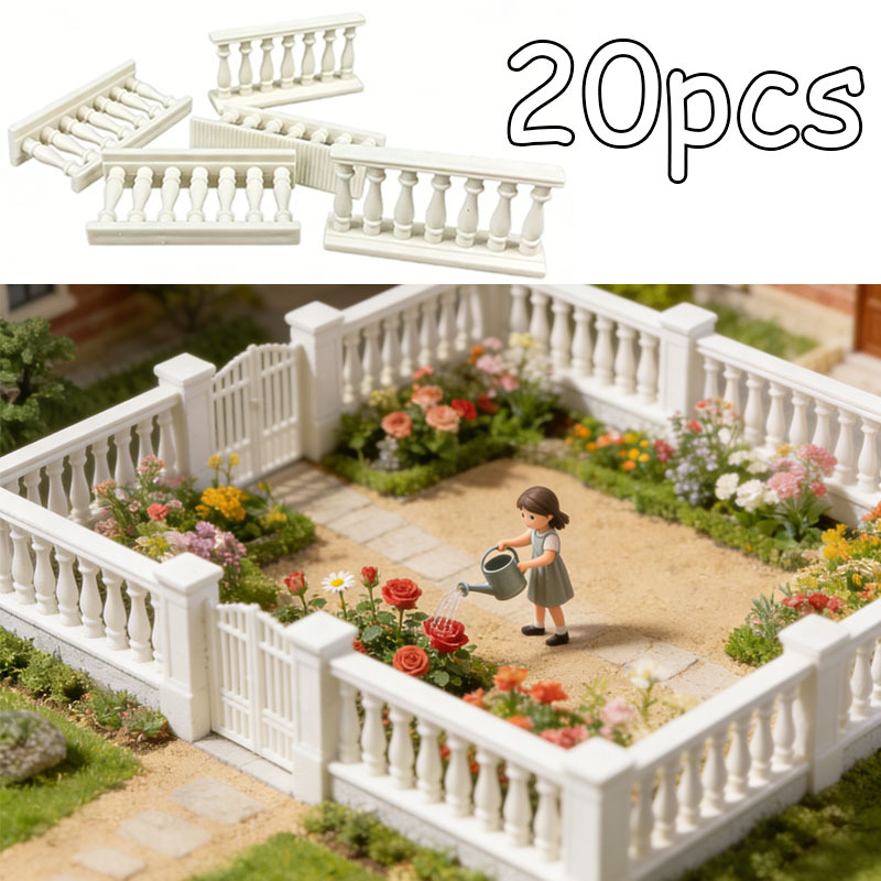 20pcs Model Miniature Fence Additions, Miniature Simulation Model Building Materials, Sand Table Building Model Decoration, Bricklayer Additions, Suitable For Garden Model Handicraft Enthusiasts