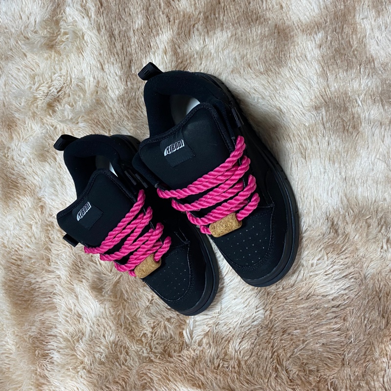 TEMU Skate Shoes, Vintage Outdoor Shoes For Men With Rose Red Laces, Thick Tongue Sneakers, Casual Shoes, Athletic Skateboarding Shoes, Versatile