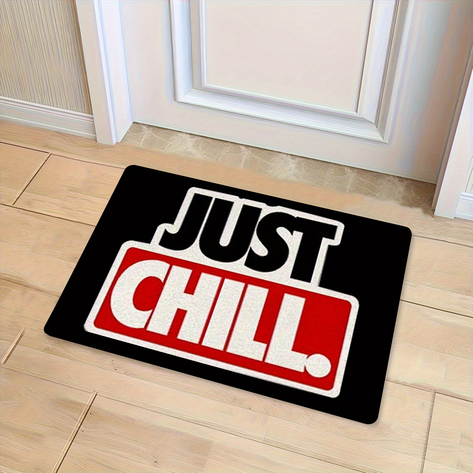 E-shop 1 Stück "Relax" Weicher Flanell-Bodenläufer für Flur, Schlafzimmer, Wohnzimmer - Beschriftung mit rutschfester PVC-Unterseite, maschinenwaschbar