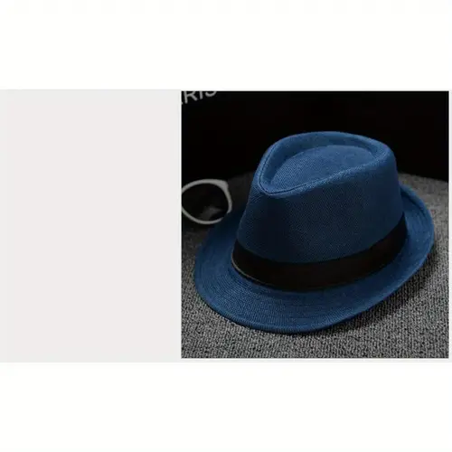 unisex classic summer fedora hat vintage wide brim straw jazz cap breathable foldable bohemian style with black ribbon band light brown linen blend for men and women