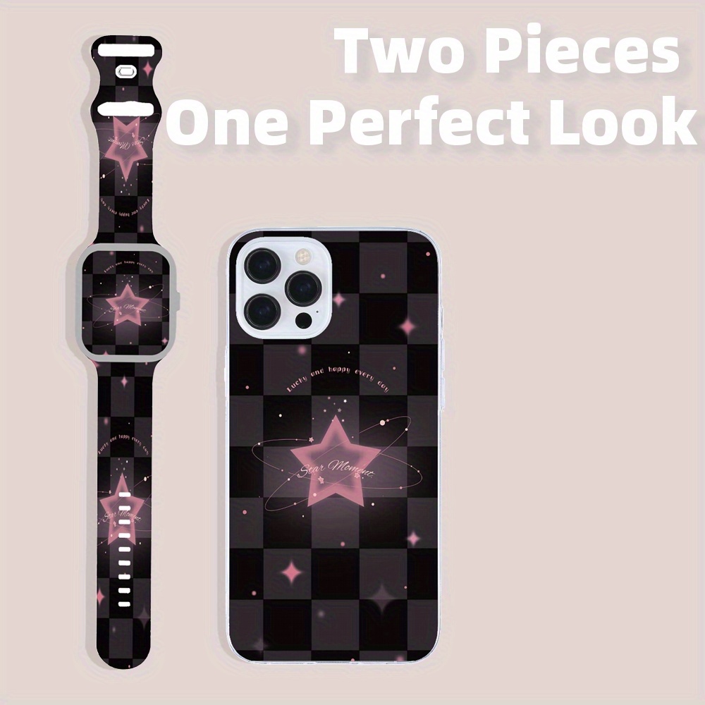 Lucky Star & Checkered Pattern Gift Set for iPhone and iWatch