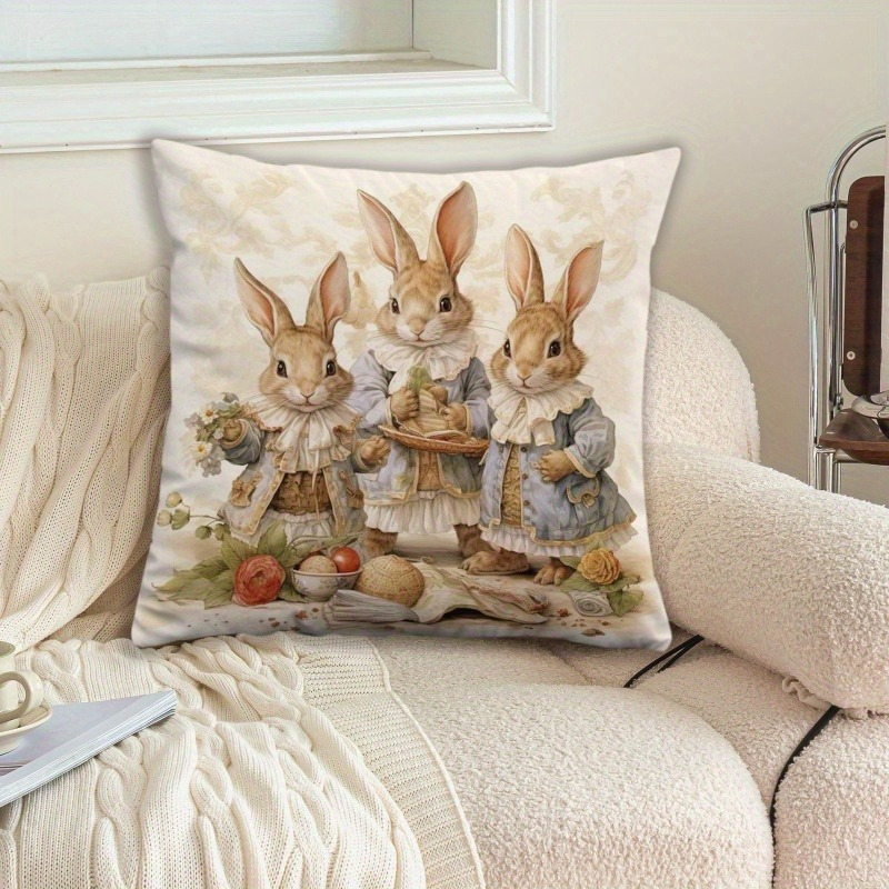 

1pc Easter Pillowcase, Home Farmhouse Decoration, Printed Cushion Cover, Soft And Comfortable, Suitable For Places In , Living Room, Sofa, Without Pillow