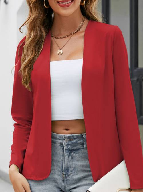 plus size plus size 2026 solid color collarless long sleeve cardigan womens fit versatile jacket fashionable for elegant feminine