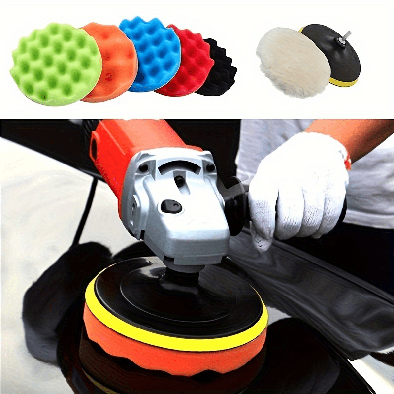 E-shop 3/4/5 Zoll Auto Polierscheibe 8 Stk./Set Selbstklebende Polierwachs Schwamm Rad Polierpad für Auto Polierer Bohrmaschinenadapter