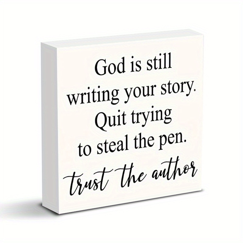 1pc inspirational pvc desk sign god is still   stop trying to steal   rustic farmhouse decor for home or office motivation gift idea multi purpose english quote wall art halloween christmas d cor christmas decor halloween 0