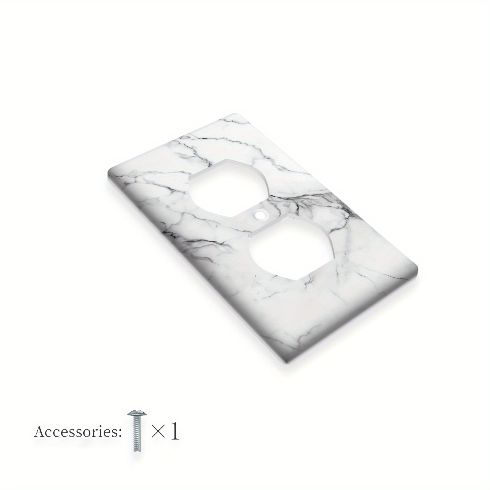 TEMU 1pc Elegant White & Gray Marble Print Wall Plate Cover - Decorative Light For Switch Cover In 1gang/2gang Sizes, For Home, Kitchen, Bathroom