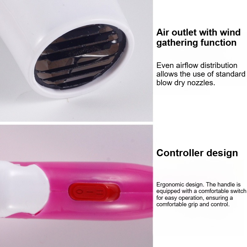 Secador de pelo compacto y plegable de bajo consumo, ideal para viajes. Ofrece aire frío y caliente a una temperatura constante, lo que lo hace perfecto para uso familiar o viajes. Una excelente opción de regalo para ocasiones como Navidad, el Día de la Mujer o el Día de la Madre.