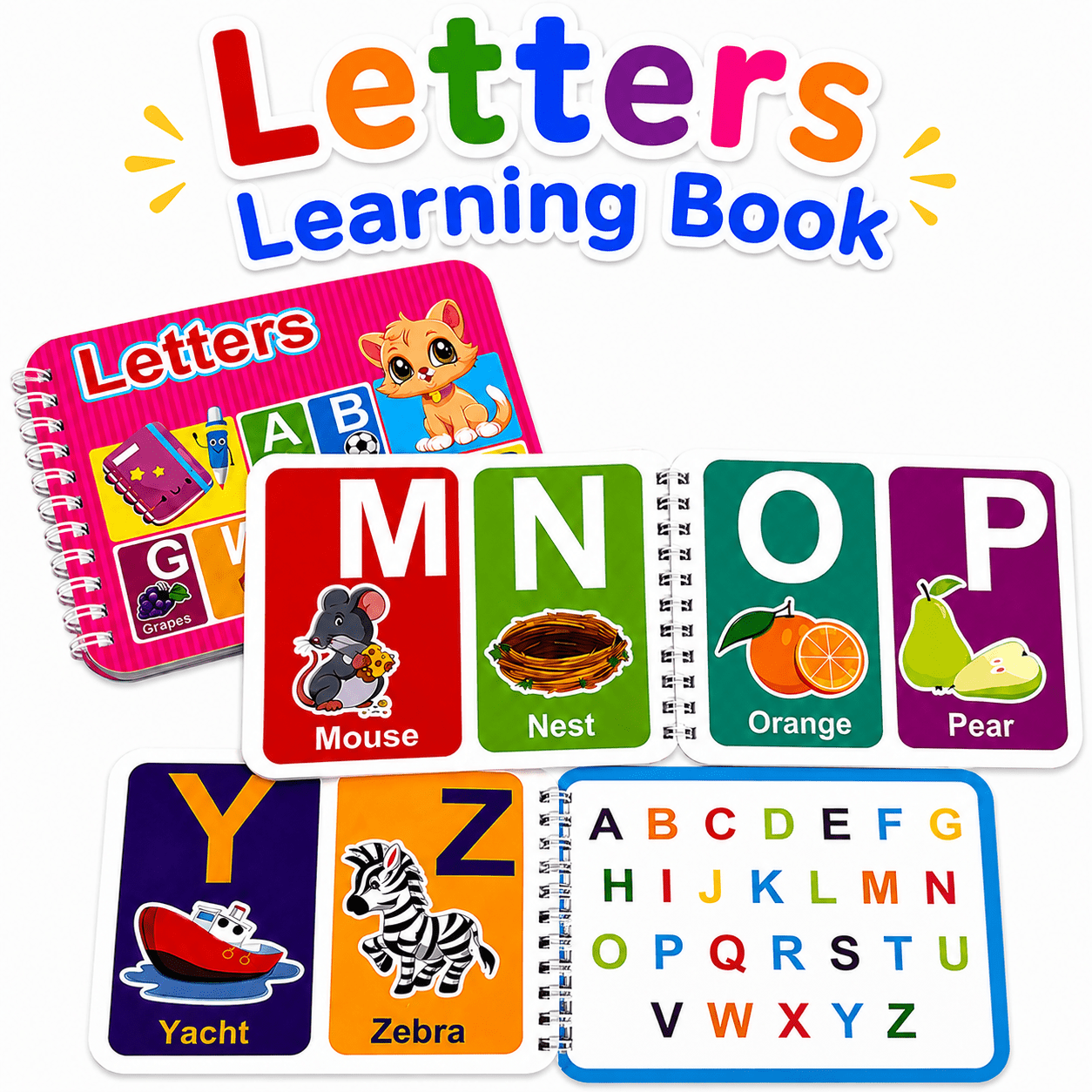 TEMU Jeu de cartes d'apprentissage des lettres et des chiffres, alphabet anglais pour enfants, illustrés, cartes de des chiffres et de comptage, aide