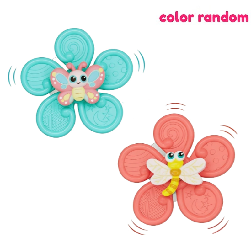 Image of 2pcs Suction Cup Rotating Toys, Finger Grip Spinning Toys, Cartoon Bath Toys, Random Color