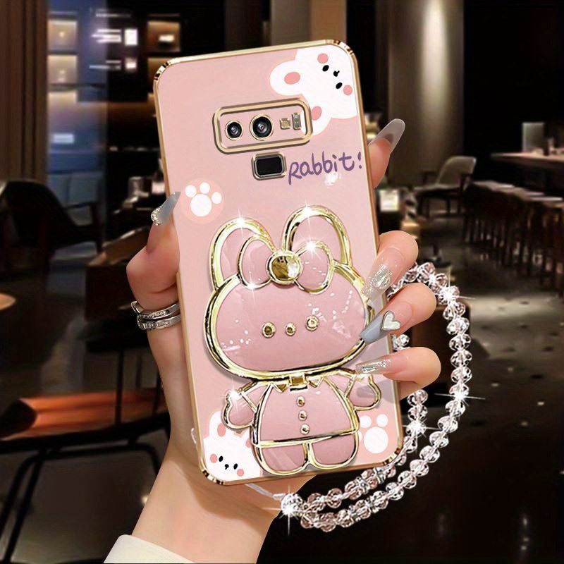 TEMU Pulsera de muñeca de espejo de maquillaje de soporte de teléfono de cubierta posterior para Samsung Galaxy Note 9