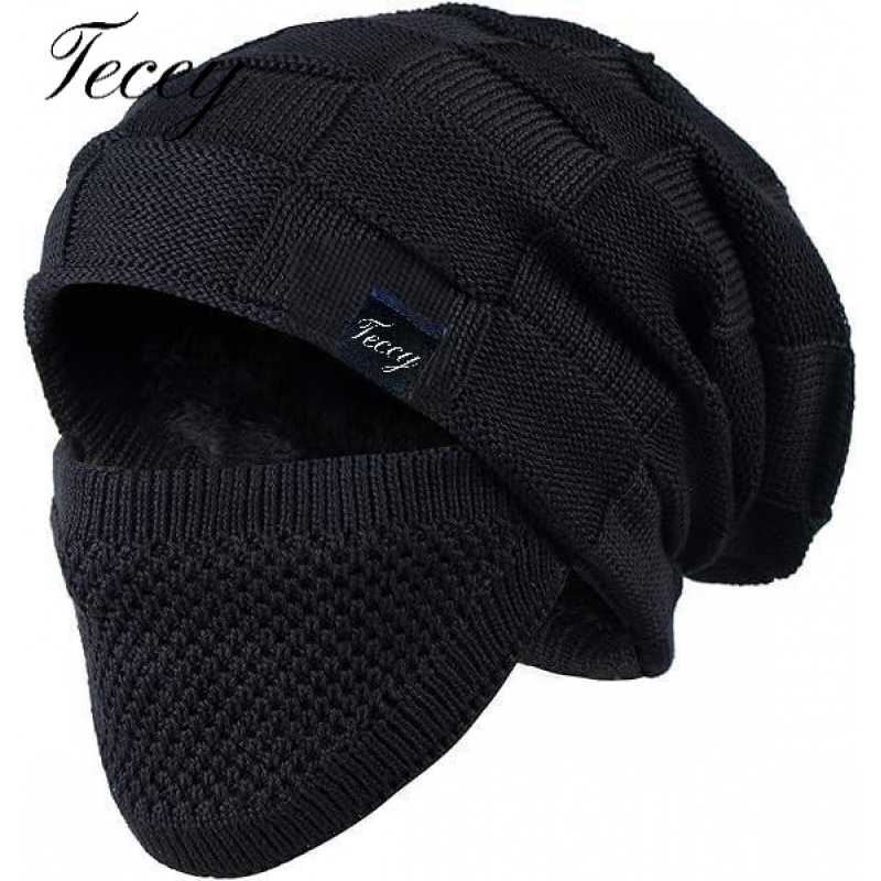 TEMU Ensemble 2 pièces, Bonnet en et Masque facial, Polyvalent pour l'hiver, Inclut un bonnet à rabats d'oreilles, Parfait pour enneigées, Bonnet