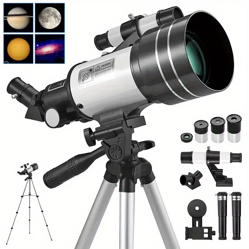 TEMU Astronomical Telescope, Refracting Astronomical Telescope, Equipped With A Search Mirror, Telephone Adapter, And Adjustable Tripod, A Gift For