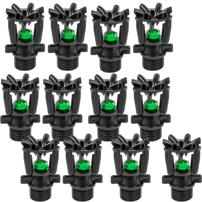 TEMU 12pcs Set Of Heavy-duty Abs Material Sprinklers, Equipped With 360° Automatic Rotation System, 1/2 Inch External Thread Lawn Nozzles, Suitable