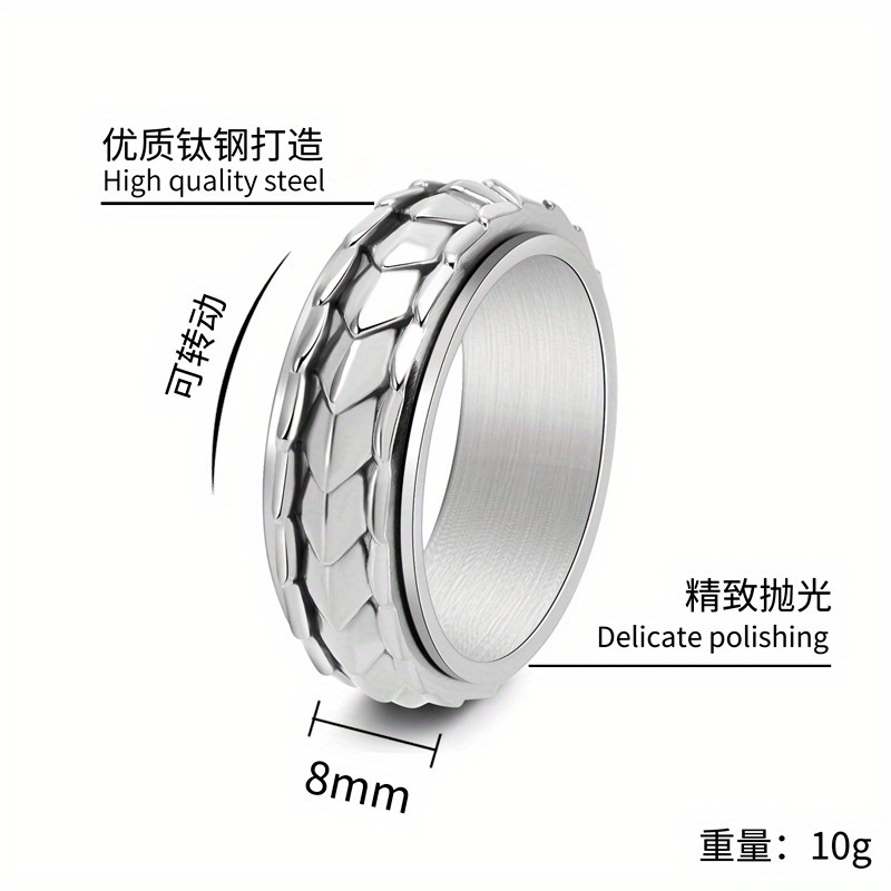   arrival: retro-inspired minimalist men s   ring in titanium stainless steel sweet-edgy style with rotating band   casual attire, halloween, or festive celebrations season-less accessory   gift, casual attire ring,   jewelry, gothic  , edgy fashion, sleek  , durable jewelry, statement ring, unisex jewelry, alternative fashion, men s jewelry, jewelry collectors, trendy men Product details 0