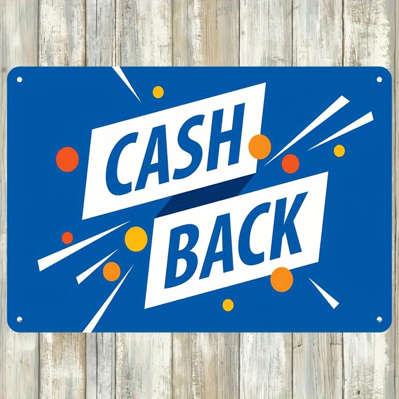 TEMU 1pc Vintage Metal Cash Return Sign - Wall-mounted Coin Plaque Suitable For Supermarkets, Cafes, Bars & Retail Stores - 8x12 Decorative Currency