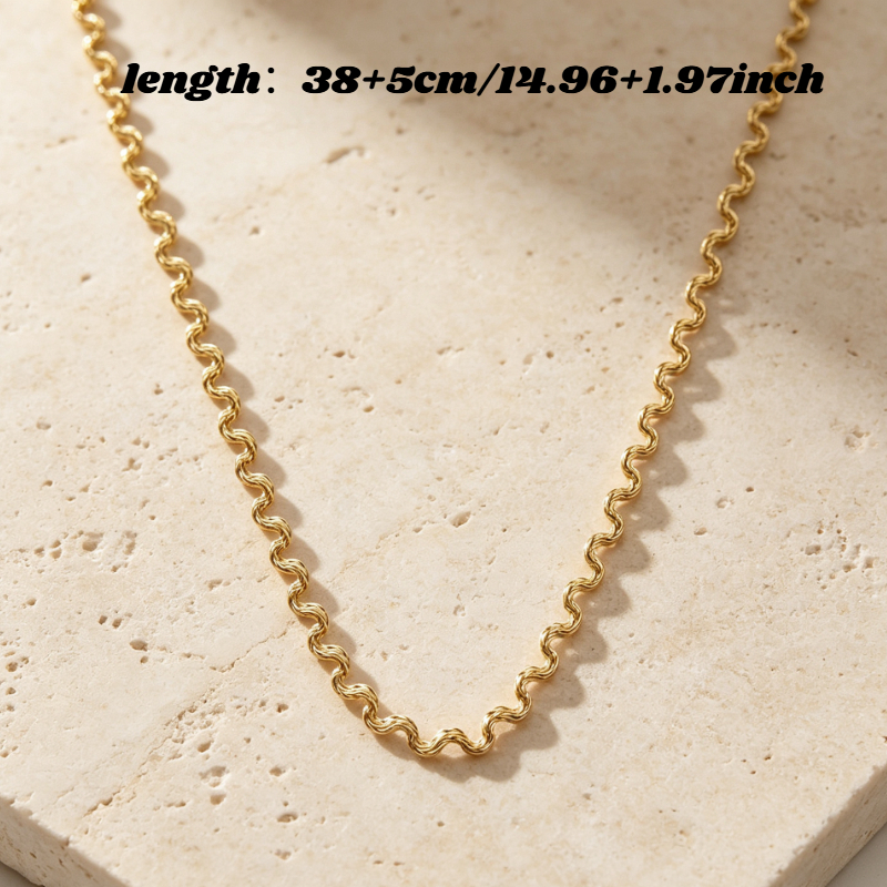 Twisted Wave Thin Clavicle Chain, Stainless Steel