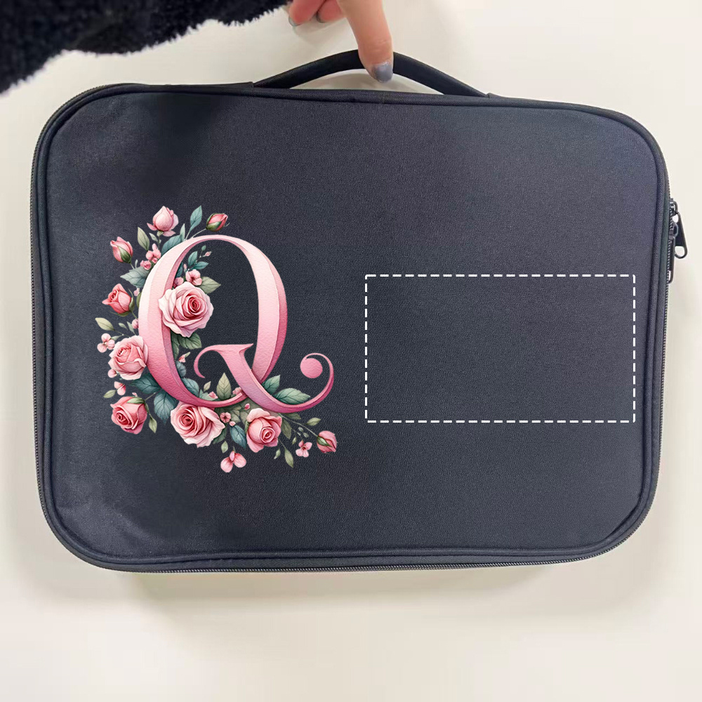 Custom Floral Initial Laptop Tote Bag with Monogram