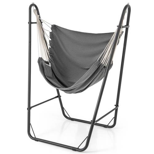 hammock chair portable swing hanging chairs w metal stand indoor camping grey