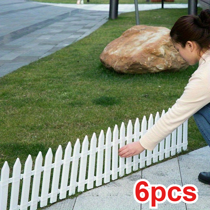 TEMU [ 2D] Juego de 6 piezas de valla de plástico duradero — Valla artificial de Navidad para patios, portones de jardín y decoración de paisajismo