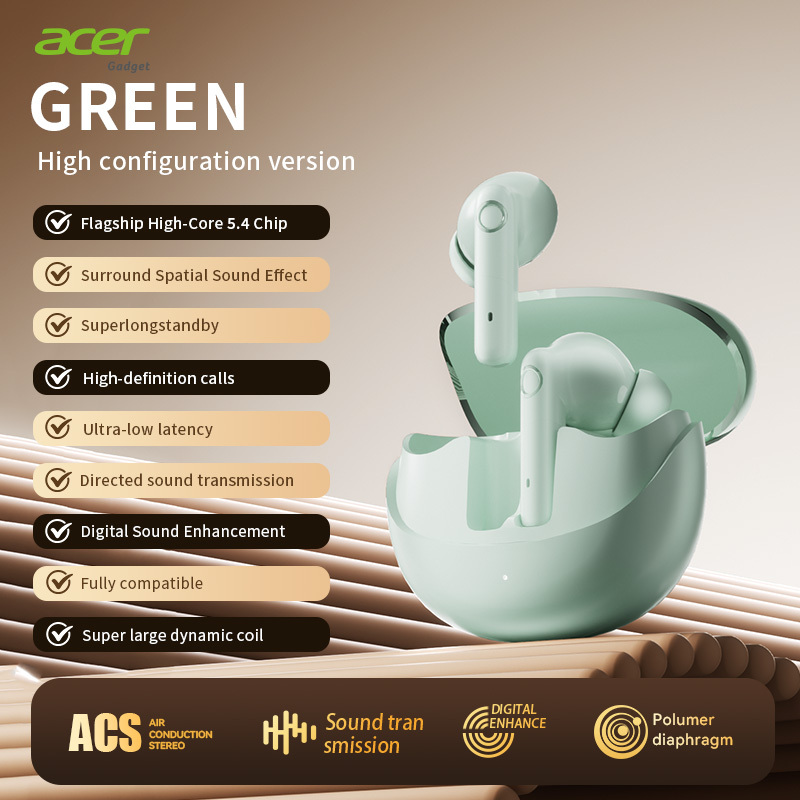 Image of [acer Genuine Product 2026 New Arrival] Overclocked Shocking Sound Wireless Skin-friendly In-ear Headphones, Long-lasting For , Dopamine Color, Holiday Birthday Gift Recommendation