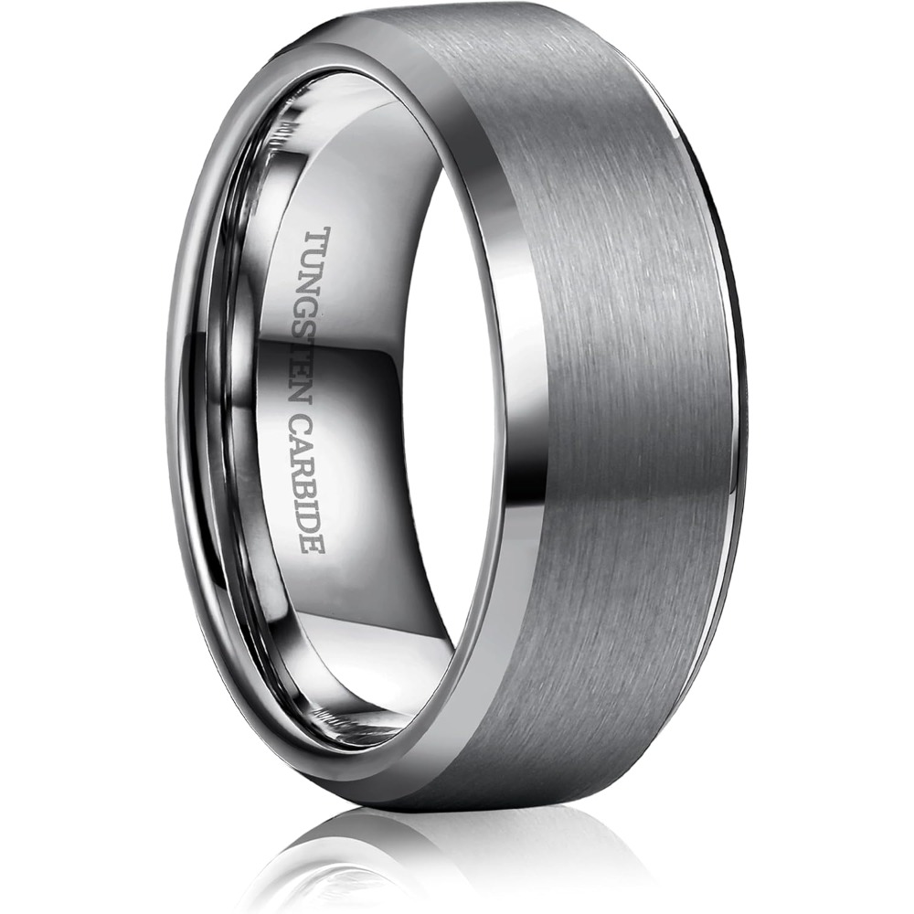 Image of 1pc Wedding Band For Men Matte Surface Beveled Edge Anniversary Promise Ring Fit Titanium Steel Men's Jewelry, Without Battery