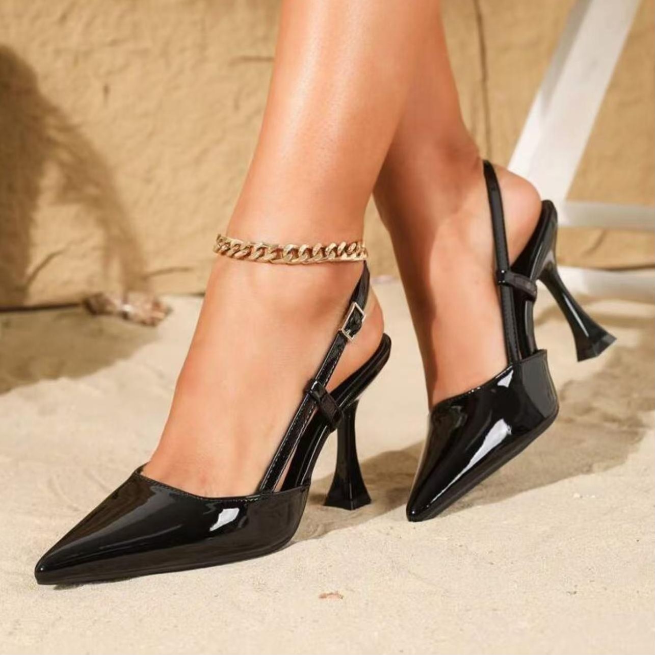 item picture   new fashionable elegant casual pointed flare heel womens high heeled sandals adjustable   design fashionable high heels flexible thin heel exquisite and durable suitable for vacation     daily  