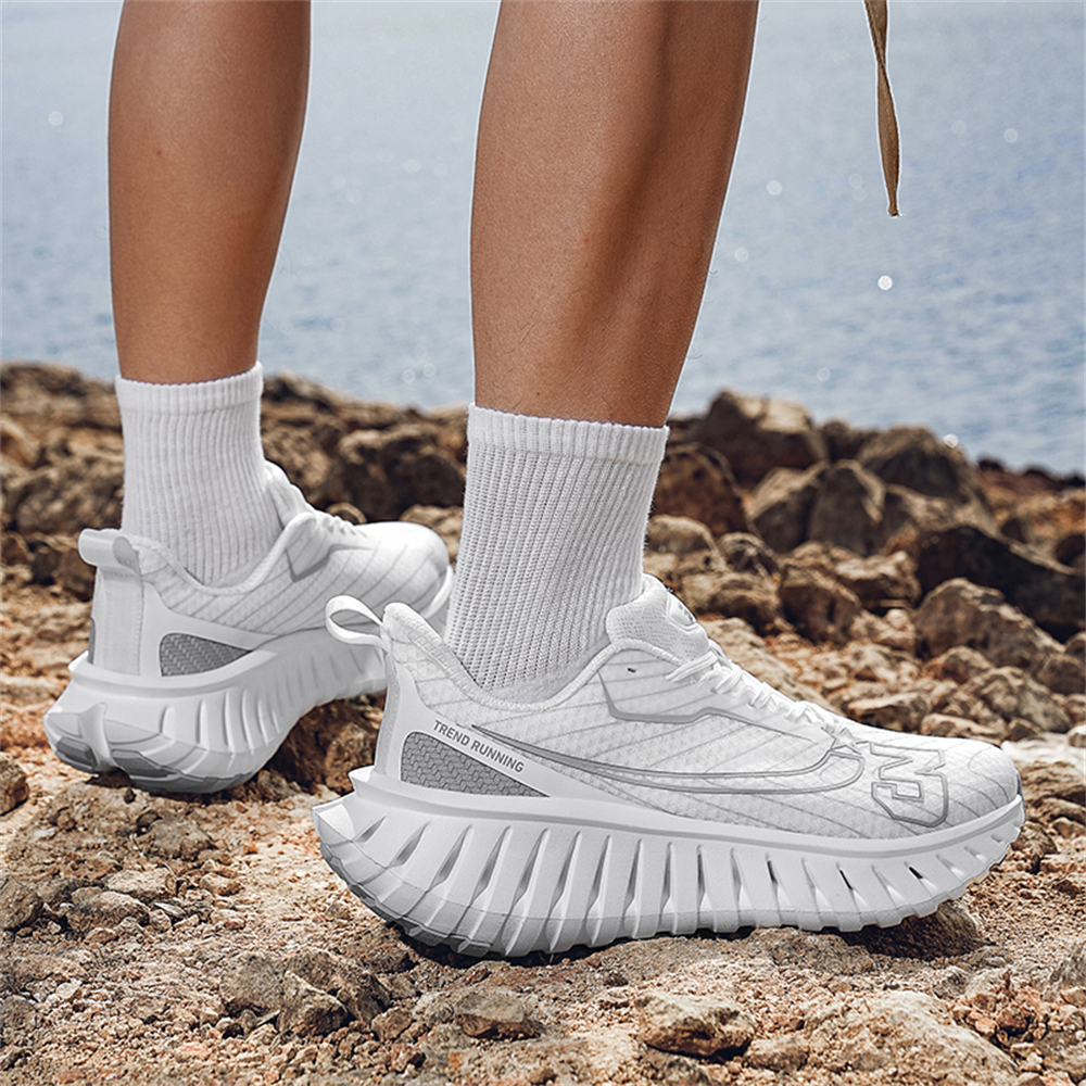 Carbon Plate Technology - Men's Road Running Shoes, Thick-Soled Casual Sneakers for Men, Comfortable and Breathable Fabric Upper, Cushioning and Shock-Absorbing MD Midsole, Slip-Resistant and Wear-Resistant Rubber Outsole, Low-Top Lace-Up Closure