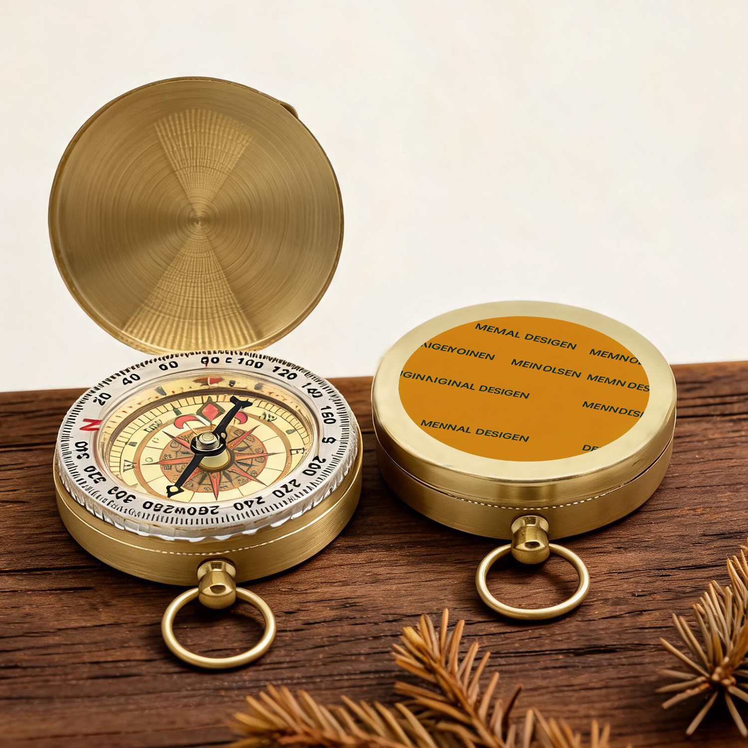 Vintage Pure Copper Design Inspired Pocket Compass with Key Ring