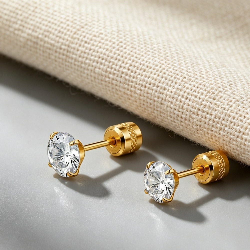 High-End 316 Stainless Steel Ear Studs for Women, Versatile Design
