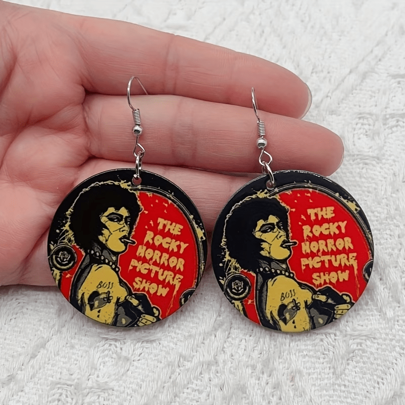 TEMU 2d Flat - Of 2d Flat Acrylic Plastic Cartoon Earrings, Women's Earrings, For Gifts