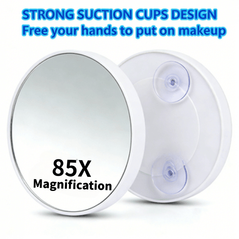 E-shop 85X Vergrößerung Weißer Saugnapf Schminkspiegel, Handheld-Design, Geeignet für Badezimmer/Kosmetiktisch, Keine Batterie Erforderlich, Eleganter
